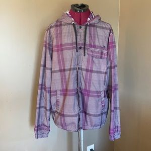 Kirra Men’s Purple and Brown Button Down Windbreaker Jacket (Size M)